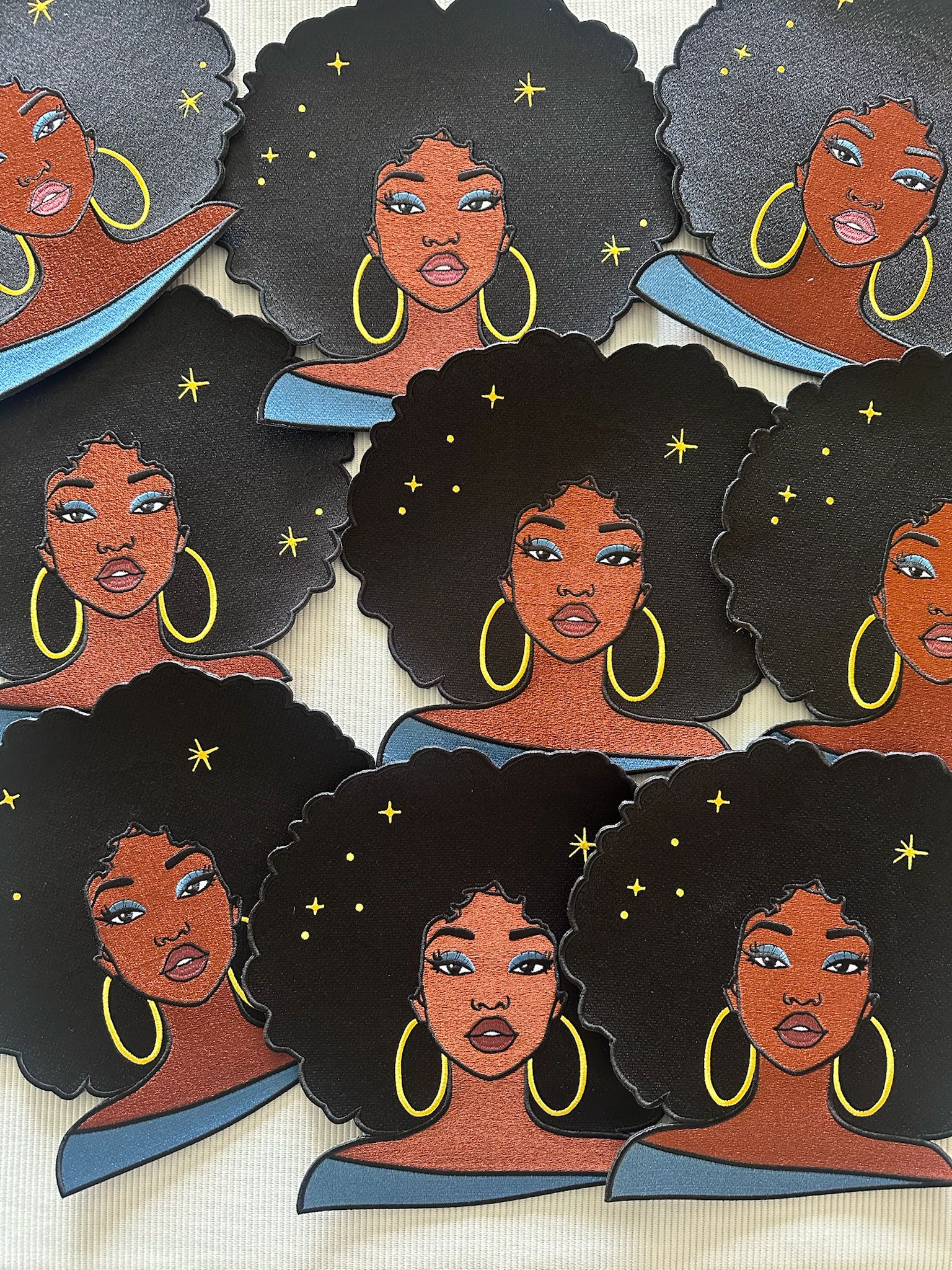 Beautiful Blue Afro Iron-On Patch – 10 Inch